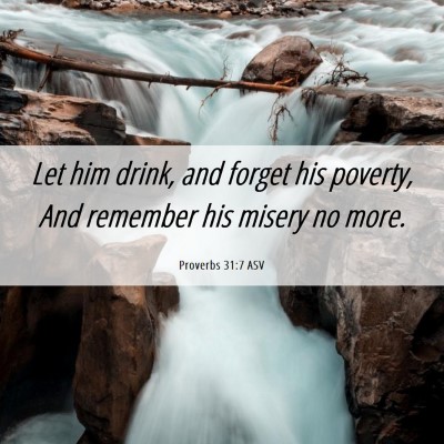 Picture 06 - Proverbs 31:7 ASV - Let him drink, and forget his poverty, And - Bible Verse Picture