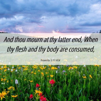 Picture 06 - Proverbs 5:11 ASV - And thou mourn at thy latter end, When thy flesh - Bible Verse Picture