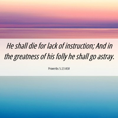 Picture 06 - Proverbs 5:23 ASV - He shall die for lack of instruction; And in the - Bible Verse Picture