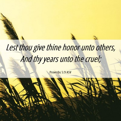 Picture 06 - Proverbs 5:9 ASV - Lest thou give thine honor unto others, And thy - Bible Verse Picture
