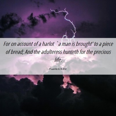 Picture 06 - Proverbs 6:26 ASV - For on account of a harlot `a man is brought' to - Bible Verse Picture