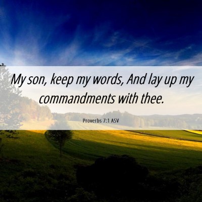 Picture 06 - Proverbs 7:1 ASV - My son, keep my words, And lay up my commandments - Bible Verse Picture