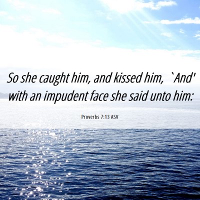Picture 06 - Proverbs 7:13 ASV - So she caught him, and kissed him, `And' with an - Bible Verse Picture