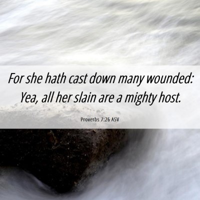 Picture 06 - Proverbs 7:26 ASV - For she hath cast down many wounded: Yea, all her - Bible Verse Picture
