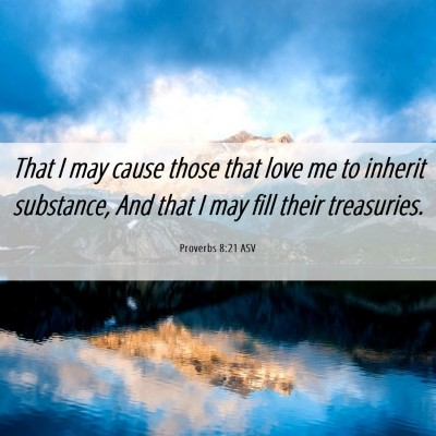 Picture 06 - Proverbs 8:21 ASV - That I may cause those that love me to inherit - Bible Verse Picture