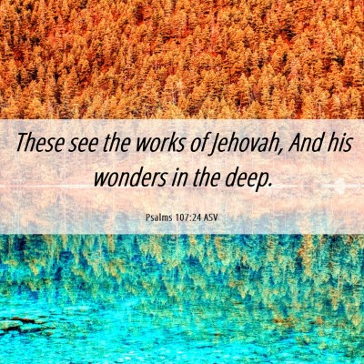 Picture 06 - Psalms 107:24 ASV - These see the works of Jehovah, And his wonders - Bible Verse Picture