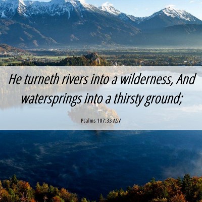 Picture 06 - Psalms 107:33 ASV - He turneth rivers into a wilderness, And - Bible Verse Picture