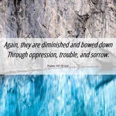Picture 06 - Psalms 107:39 ASV - Again, they are diminished and bowed down Through - Bible Verse Picture