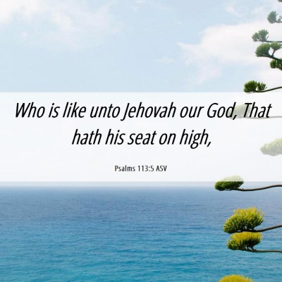 Picture 06 - Psalms 113:5 ASV - Who is like unto Jehovah our God, That hath his - Bible Verse Picture
