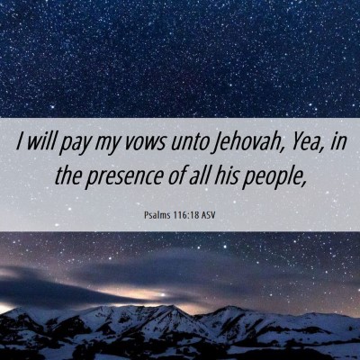 Picture 06 - Psalms 116:18 ASV - I will pay my vows unto Jehovah, Yea, in the - Bible Verse Picture