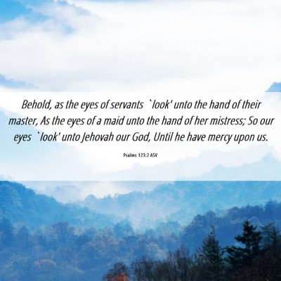Picture 06 - Psalms 123:2 ASV - Behold, as the eyes of servants `look' unto the - Bible Verse Picture