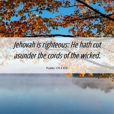 Picture 06 - Psalms 129:4 ASV - Jehovah is righteous: He hath cut asunder the - Bible Verse Picture