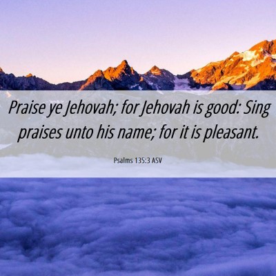 Picture 06 - Psalms 135:3 ASV - Praise ye Jehovah; for Jehovah is good: Sing - Bible Verse Picture