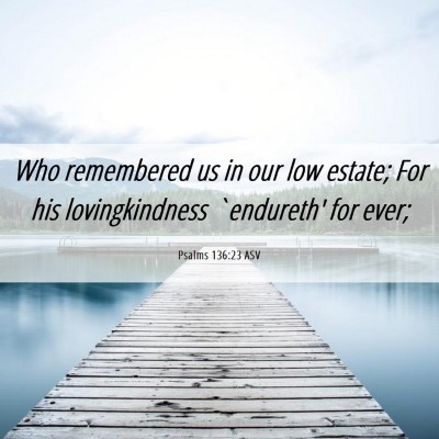 Picture 06 - Psalms 136:23 ASV - Who remembered us in our low estate; For his - Bible Verse Picture