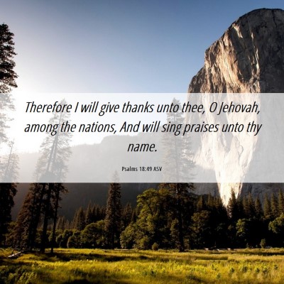 Picture 06 - Psalms 18:49 ASV - Therefore I will give thanks unto thee, O - Bible Verse Picture