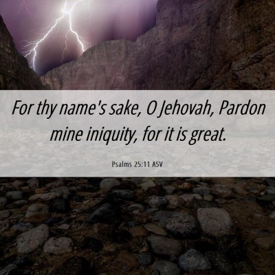 Picture 06 - Psalms 25:11 ASV - For thy name's sake, O Jehovah, Pardon mine - Bible Verse Picture