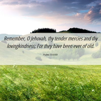 Picture 06 - Psalms 25:6 ASV - Remember, O Jehovah, thy tender mercies and thy - Bible Verse Picture