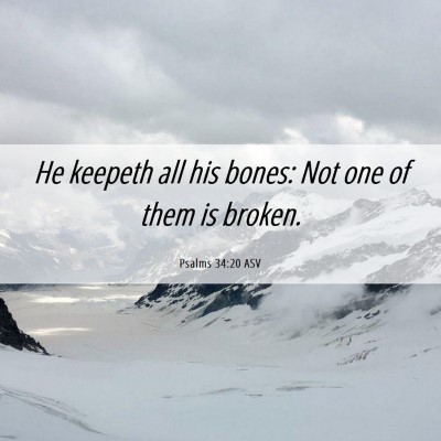 Picture 06 - Psalms 34:20 ASV - He keepeth all his bones: Not one of them is - Bible Verse Picture