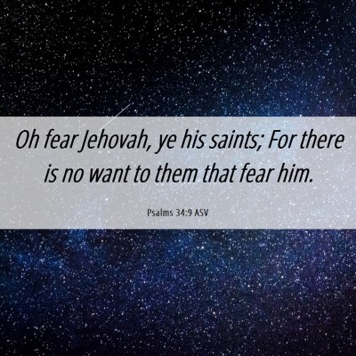 Picture 06 - Psalms 34:9 ASV - Oh fear Jehovah, ye his saints; For there is no - Bible Verse Picture