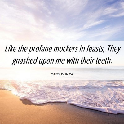 Picture 06 - Psalms 35:16 ASV - Like the profane mockers in feasts, They gnashed - Bible Verse Picture
