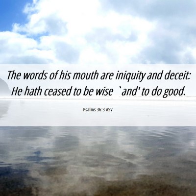 Picture 06 - Psalms 36:3 ASV - The words of his mouth are iniquity and deceit: - Bible Verse Picture
