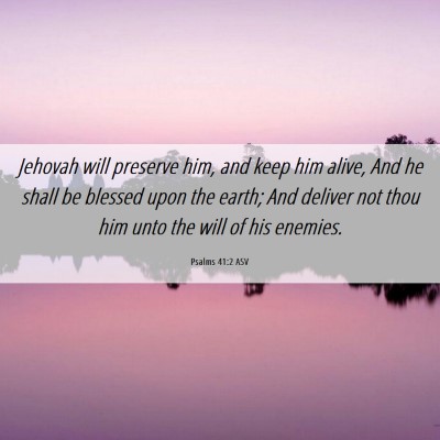 Picture 06 - Psalms 41:2 ASV - Jehovah will preserve him, and keep him alive, - Bible Verse Picture