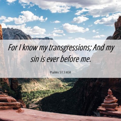 Picture 06 - Psalms 51:3 ASV - For I know my transgressions; And my sin is ever - Bible Verse Picture