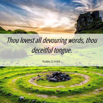 Picture 06 - Psalms 52:4 ASV - Thou lovest all devouring words, thou deceitful - Bible Verse Picture