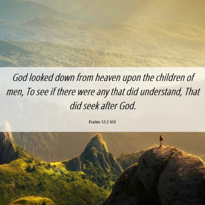 Picture 06 - Psalms 53:2 ASV - God looked down from heaven upon the children of - Bible Verse Picture