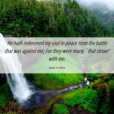 Picture 06 - Psalms 55:18 ASV - He hath redeemed my soul in peace from the battle - Bible Verse Picture