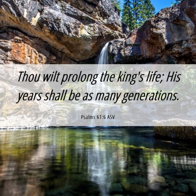 Picture 06 - Psalms 61:6 ASV - Thou wilt prolong the king's life; His years - Bible Verse Picture