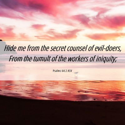 Picture 06 - Psalms 64:2 ASV - Hide me from the secret counsel of evil-doers, - Bible Verse Picture
