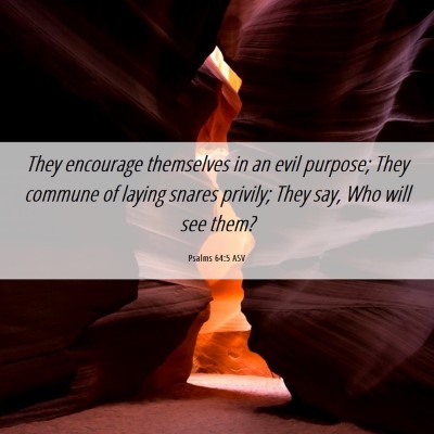 Picture 06 - Psalms 64:5 ASV - They encourage themselves in an evil purpose; - Bible Verse Picture