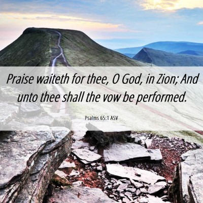 Picture 06 - Psalms 65:1 ASV - Praise waiteth for thee, O God, in Zion; And unto - Bible Verse Picture