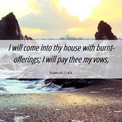Picture 06 - Psalms 66:13 ASV - I will come into thy house with burnt-offerings; - Bible Verse Picture