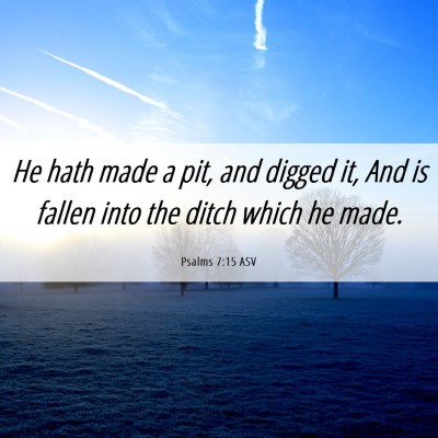 Picture 06 - Psalms 7:15 ASV - He hath made a pit, and digged it, And is fallen - Bible Verse Picture
