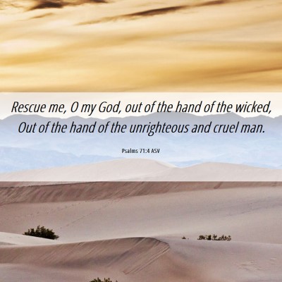 Picture 06 - Psalms 71:4 ASV - Rescue me, O my God, out of the hand of the - Bible Verse Picture