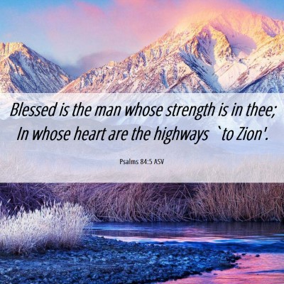 Picture 06 - Psalms 84:5 ASV - Blessed is the man whose strength is in thee; In - Bible Verse Picture