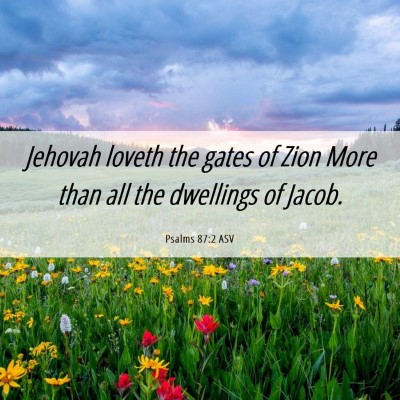 Picture 06 - Psalms 87:2 ASV - Jehovah loveth the gates of Zion More than all - Bible Verse Picture