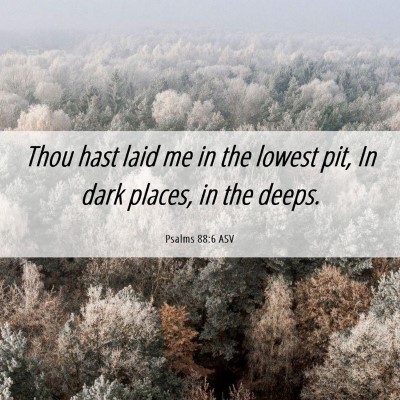 Picture 06 - Psalms 88:6 ASV - Thou hast laid me in the lowest pit, In dark - Bible Verse Picture