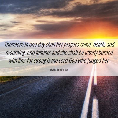 Picture 06 - Revelation 18:8 ASV - Therefore in one day shall her plagues come, - Bible Verse Picture