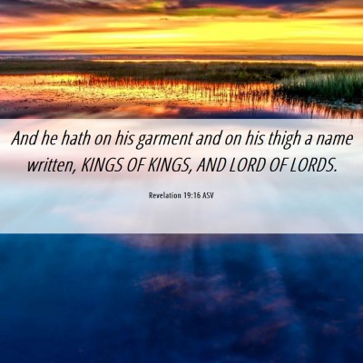 Picture 06 - Revelation 19:16 ASV - And he hath on his garment and on his thigh a - Bible Verse Picture