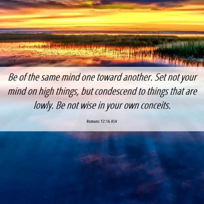 Picture 06 - Romans 12:16 ASV - Be of the same mind one toward another. Set not - Bible Verse Picture
