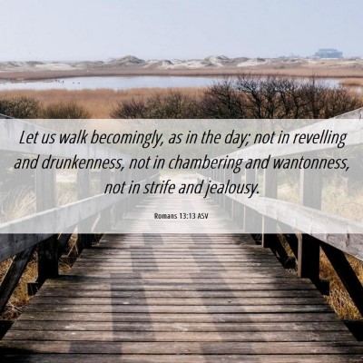 Picture 06 - Romans 13:13 ASV - Let us walk becomingly, as in the day; not in - Bible Verse Picture