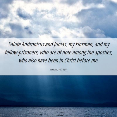 Picture 06 - Romans 16:7 ASV - Salute Andronicus and Junias, my kinsmen, and my - Bible Verse Picture