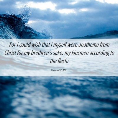 Picture 06 - Romans 9:3 ASV - For I could wish that I myself were anathema from - Bible Verse Picture