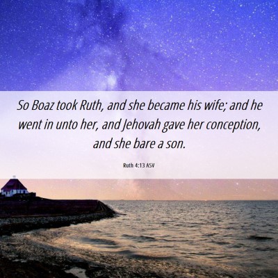 Picture 06 - Ruth 4:13 ASV - So Boaz took Ruth, and she became his wife; and - Bible Verse Picture