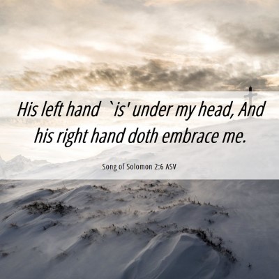 Picture 06 - Song of Solomon 2:6 ASV - His left hand `is' under my head, And his right - Bible Verse Picture