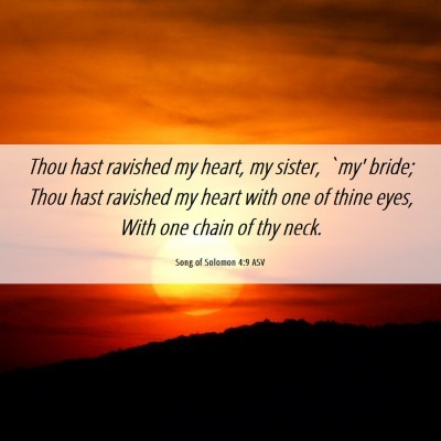 Picture 06 - Song of Solomon 4:9 ASV - Thou hast ravished my heart, my sister, `my' - Bible Verse Picture