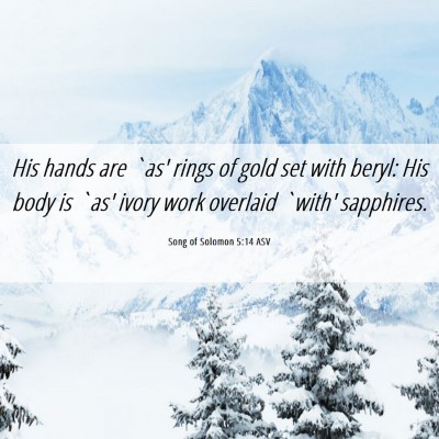 Picture 06 - Song of Solomon 5:14 ASV - His hands are `as' rings of gold set with beryl: - Bible Verse Picture